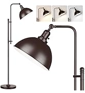 PARTPHONER Industrial Floor Lamp Adjustable, Rustic Farmhouse Reading Lamp in Aged Brown Finish M...