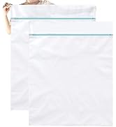 OTraki 2 Pack Large Washing Bags 43 x 35 inch Mesh Laundry Bag Zippered Big Net Bag for Wash Blan...