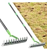 Thatch Rake, Garden Dethatcher Rakes for Lawns Heavy Duty, Metal Thatcher with Double-Sided Sharp...