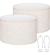 Oval Lamp Shades Set of 2, 16.5"L x 11.5"W x 11"H, Large Beige Lampshades for Table Lamps Bedside...