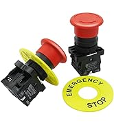 mxuteuk 2pcs 22mm 2 NC Red Mushroom Emergency Stop Push Button Switch AC 660V 10A, 1 Year Warrant...