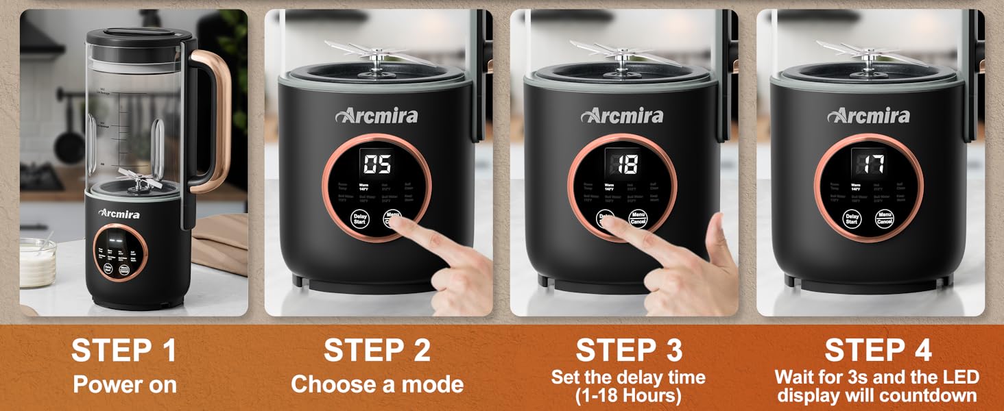 Automatic Nut Milk Maker Almond Milk Maker with Delay Start/Keep Warm/Boil Water