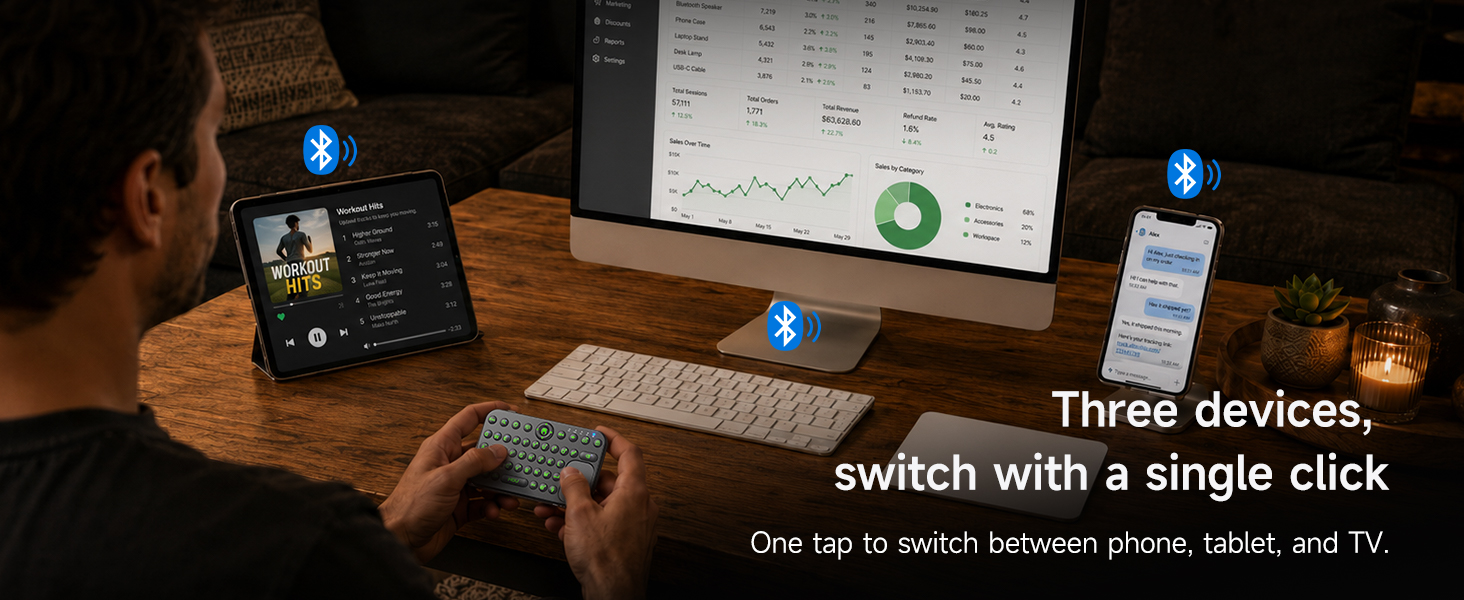 Mini keyboard switching among 3 devices