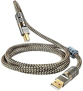 RUHTXOW USB Audio Cable 5N OFC, 5µm 24K Gold Plugs USB A to USB B, 4- Layer Shield, USB 3.0 for D...