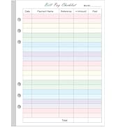 Payment Checklist Refills - 50 Sheets/100 Pages Colorful Monthly Budget Forms for A5 Binder, 6 Ho...