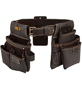 OX Pro Construction Tool Belt - 22-Pocket Leather Tool Belt Pouches - Made of Oil-Tanned Leather ...