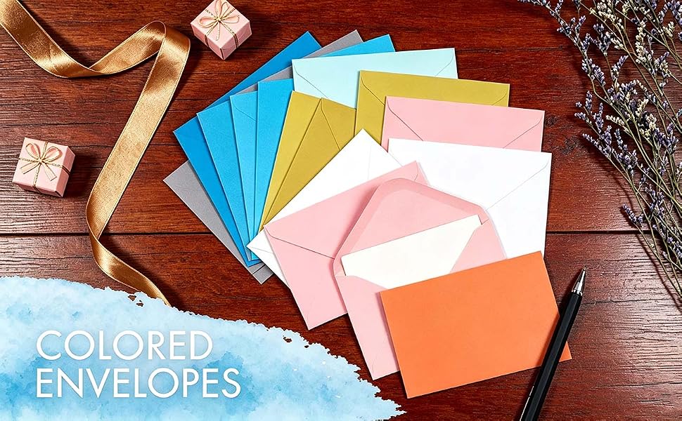 Gift Card Envelopes 4 x 2.7in, 5 Colors Assorted Mini Envelopes for Gift Card Business Cards