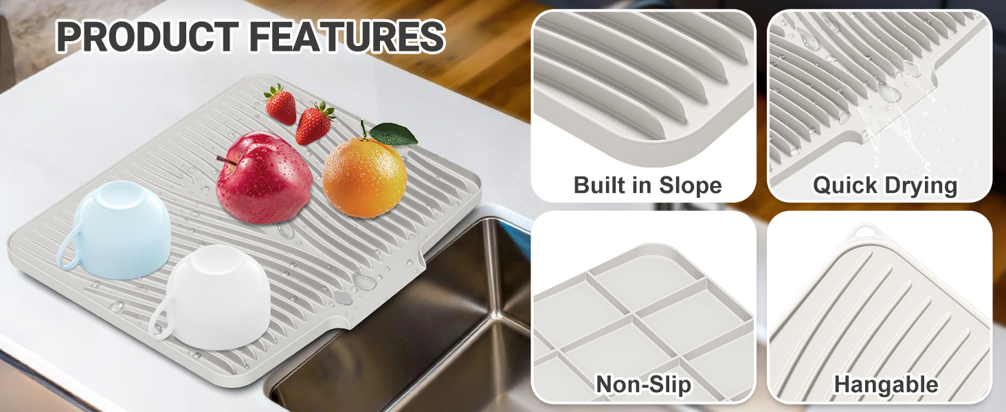 silicone drying mat for kitchen counter