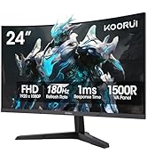 KOORUI 24 inch Curved Gaming Monitor 180Hz FHD 1080P Computer Monitor, 1ms 1500R Display, Adaptiv...
