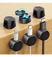 Kanemc Cable Clips Cord Holder for Desk, 360° Spin Magnetic Wire Organizer Self Adhesive Cord Man...