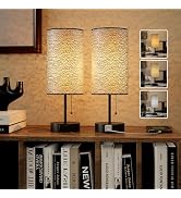 YIDPU Table Lamp for Bedroom,Nightstand Lamp for Bedside with AC Outlets,Adjustable 3color LED Li...