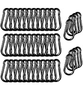 40PCS M5 Black Carabiner Clip, 3/16Inch Snap Hook Quick Link Small Clips, 2'' Spring Carabiner Li...