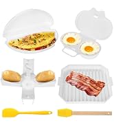 6 PCS Microwave Breakfast Cooking Set, Includes microwave egg cooker, Omelet Maker, Bacon Tray, P...