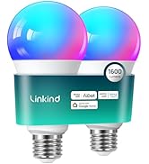 Linkind Smart Light Bulbs, 1600LM (100W Equivalent) Smart Bulb, Work with Alexa & Google Home, RG...