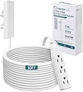 SakerPlus Outlet Concealer Power Strip-Outlet Cover Extender with 3AC Outlets-10ft Flat Plug Exte...