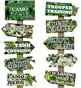 Hooqict 20 Pieces Camo Party Signs Army Birthday Party Decorations Camouflage Military Birthday P...