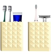 Toothbrush Holders Wall Mounted,Diamond Facet Tooth Brush Holder for Bathroom,2 Pcs Self-Adhesive...