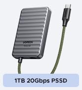 UGREEN NeoDrive Go 1TB Portable SSD with 40Gbp Built-in Cable Up to 4000MB/s, TSMC External Solid...