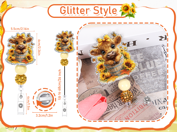 Highland Cow Badge Reel Retractable