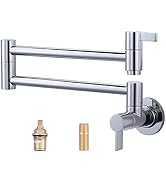 Pot Filler Faucet Chrome, ARCORA Modern Pot Filler Wall Mount Kitchen Folding Faucet 2 Handle wit...