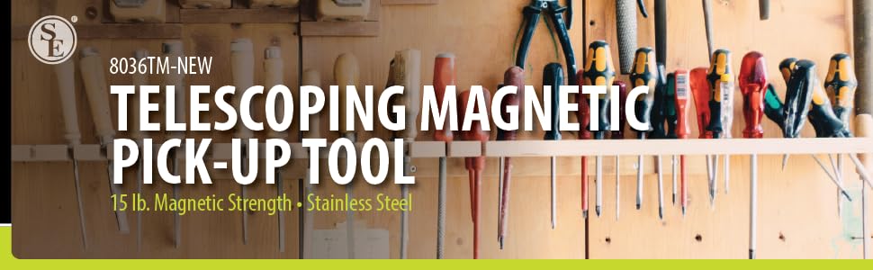 Telescopic magnetic pick-up tool banner