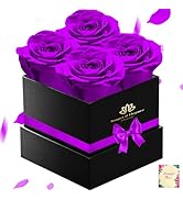 Purple Forever Roses Luxury Gift for Women/Men, Fresh Flowers Bouquet for Girlfriend, Wife, Mom, ...