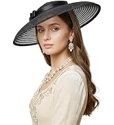 F FADVES Fascinators for Women Elegant Wide Brim Tea Party Church Wedding Hat