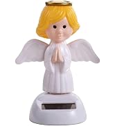 ZGLUZP Yellow Solar Powered Bobble Head Toy - Cute Solar Angel Bobble Shaking Head Dancing Figure...