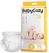 Hypoallergenic Baby Diapers Size 4(22~37lb),56 Count Babycozy Dry Disposable Diapers, 10s Strong ...