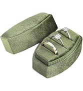 WantGor Velvet Ring Box, 3 Slots Jewelry Ring Gift Boxs Three Rings Holder Box Vintage Ring Displ...