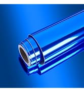 VEELIKE 15.7''x118'' Glossy Blue Metallic Vinyl Wallpaper Peel and Stick Non Glass Reflective Blu...