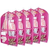 Syeeiex 3" Gusseted Dance Costume Garment Bag(5 Pack), 40'' Dance Garment Bags for Dancers with 4...