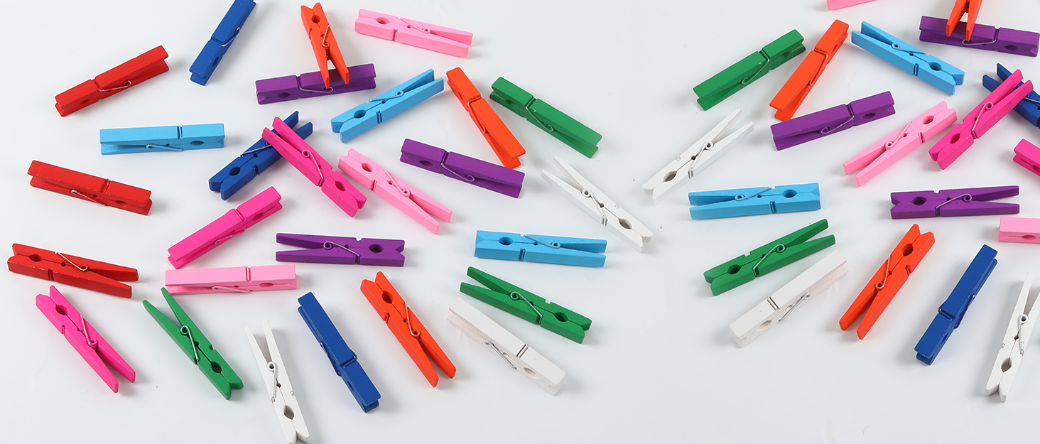 colorful wooden clothespins