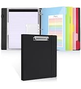 SKYDUE Clipboard Binder with Refillable Notepad, PU Clipboard Folder includes 5 Dividers with 10 ...