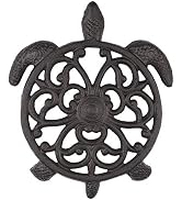 GASARÉ, Cast Iron Trivet for Hot Dishes, Pots, and Pans, Metal Trivet, Sea Turtle Design, Rubber ...