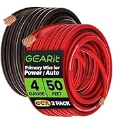 GEARit 4 Gauge Wire (50ft Each - Black/Red Translucent) Copper Clad Aluminum CCA - Primary Automo...