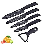 MAGIWARE 5-Piece Chef Ceramic Knife Set (4 Ceramic Knives 4 Blade Guard and 1 Peeler), Never Rust...