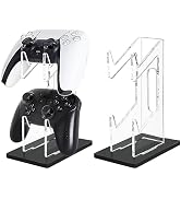 FYY Game Controller Holder 2 Tiers - Universal Dual Controller Stand Headphone Holder, Acrylic Bl...
