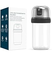 KTCHENDAO 2 in 1 Glass Salt Shaker with Side Pour Spout, Built-in Lid to Slow Down Dampness with ...