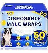XPCARE 50 Count Disposable Male Dog Diapers, Male Dog Wraps,Super Absorbent Leak-Proof Fit(Medium)