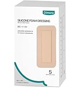 Dimora Silicone Foam Dressing with Border Adhesive 4"x8" Waterproof Wound Dressing Bandage for Wo...