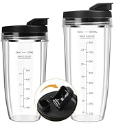 Blender Cups Replacement for Ninja, 24oz & 32oz Ninja Blender Cups with To-Go Lids Compatible wit...