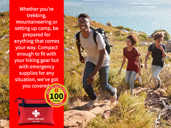 First Aid Kit - 100 Piece - Small First Aid Safety Kits for Camping