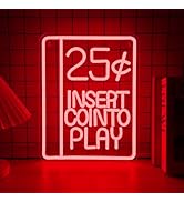 Mutank 25 Cents Coin Slot Neon Sign, Arcade Machine Neon Light, USB Powered Dimmable LED Insert C...