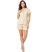 Laura Ashley Women's Pajamas 2 Piece Cotton Blend Button Down Short Sleeve Top and Shorts Set