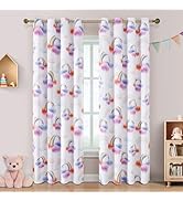 XiDi Rainbow Curtains for Girls Bedroom 84 Inches Long 2 Panels White Blackout Patterned Curtains...