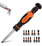 Magnetic Ratcheting Screwdriver Set: 14-in-1 Bits & 1/4" Driver, Multi-Sized Phillips, Slotted, S...