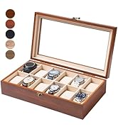 Exper City Watch Box, Watch Case for Men Women with Large Glass Lid, Wooden Watch Display Storage...