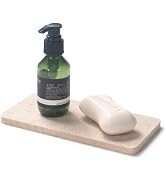 Edgeless Travertine Bathroom Vanity Tray, Decorative Rectangular Marble Tray for Countertop, Dres...