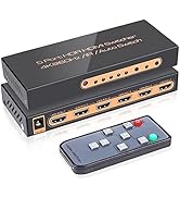 ROOFULL HDMI Switch 5 in 1 Out 4K@60Hz, 5 Port HDMI Switcher Selector with Remote, Support Auto-S...